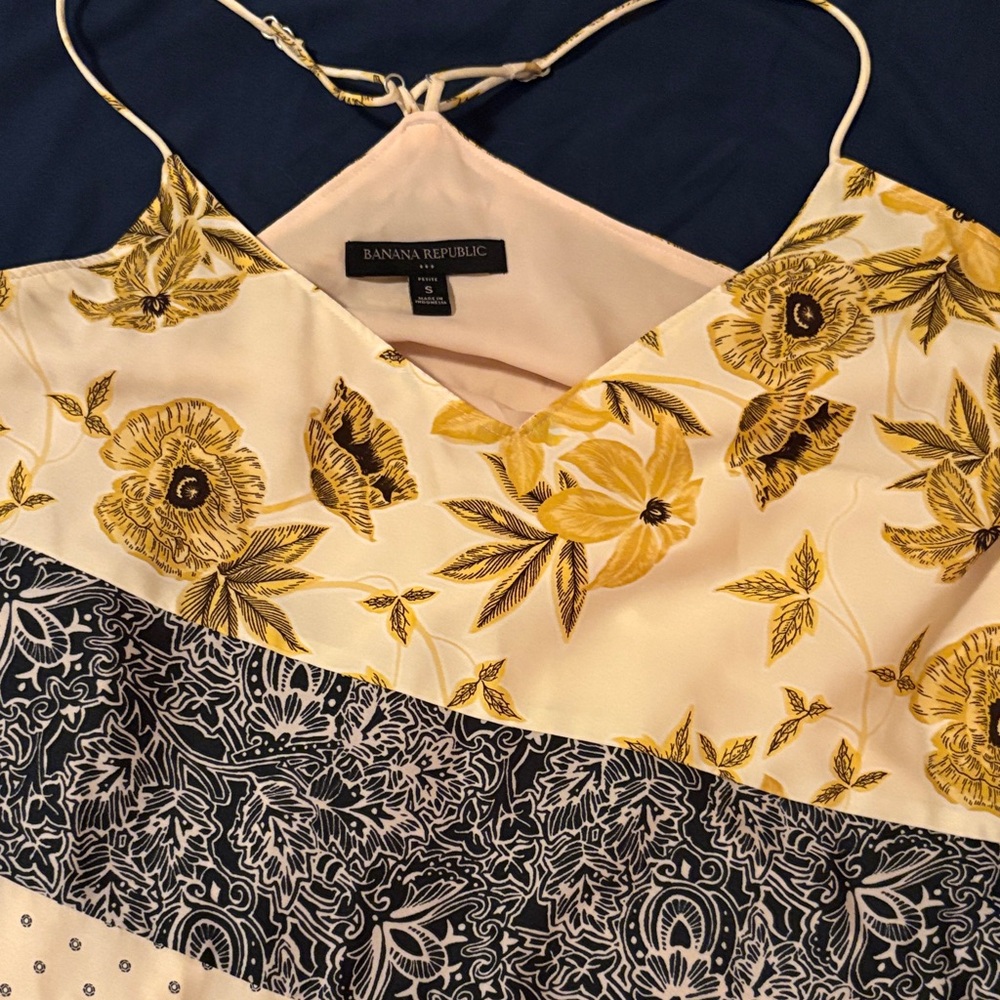 Banana Republic Black and Cream Floral Dress